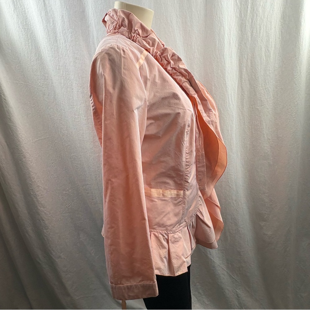 Carole Richard Peach Ruffled Jacket With Bow Tied Back 38 - Picture 3 of 11